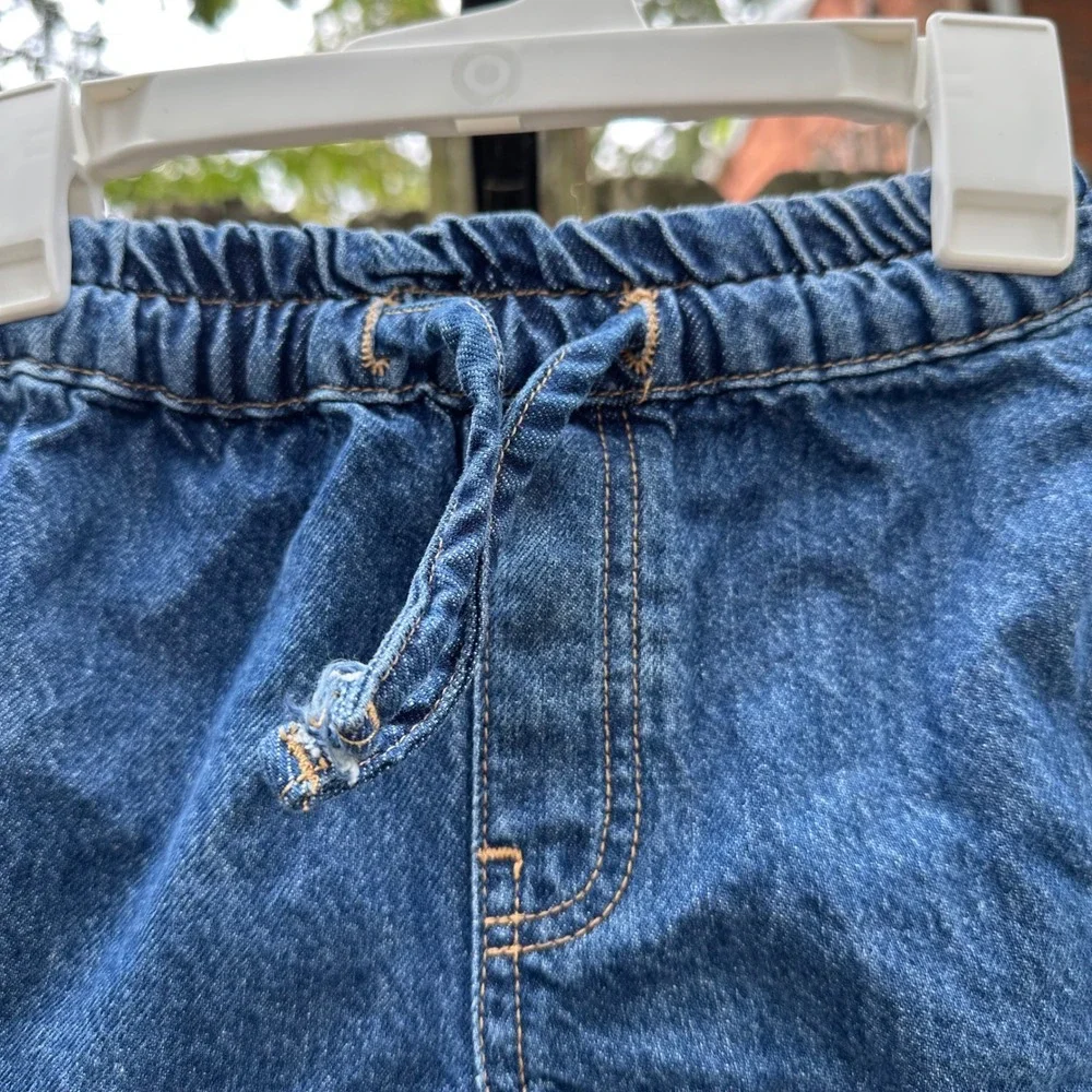 Fat Face Denim‎ Shorts Kids Blue Elastic Waist Drawstring Pockets Size 5/6